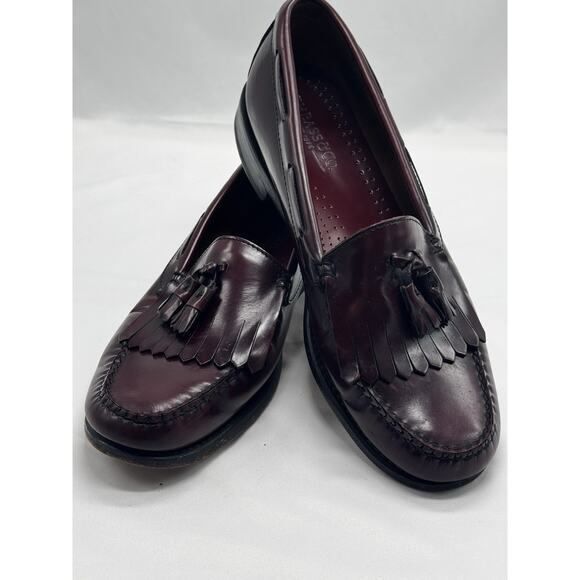 Bass Weejun Original Cherry Red Penny Loafers Mens Sz 9 Office Academic Tassles - Picture 1 of 10